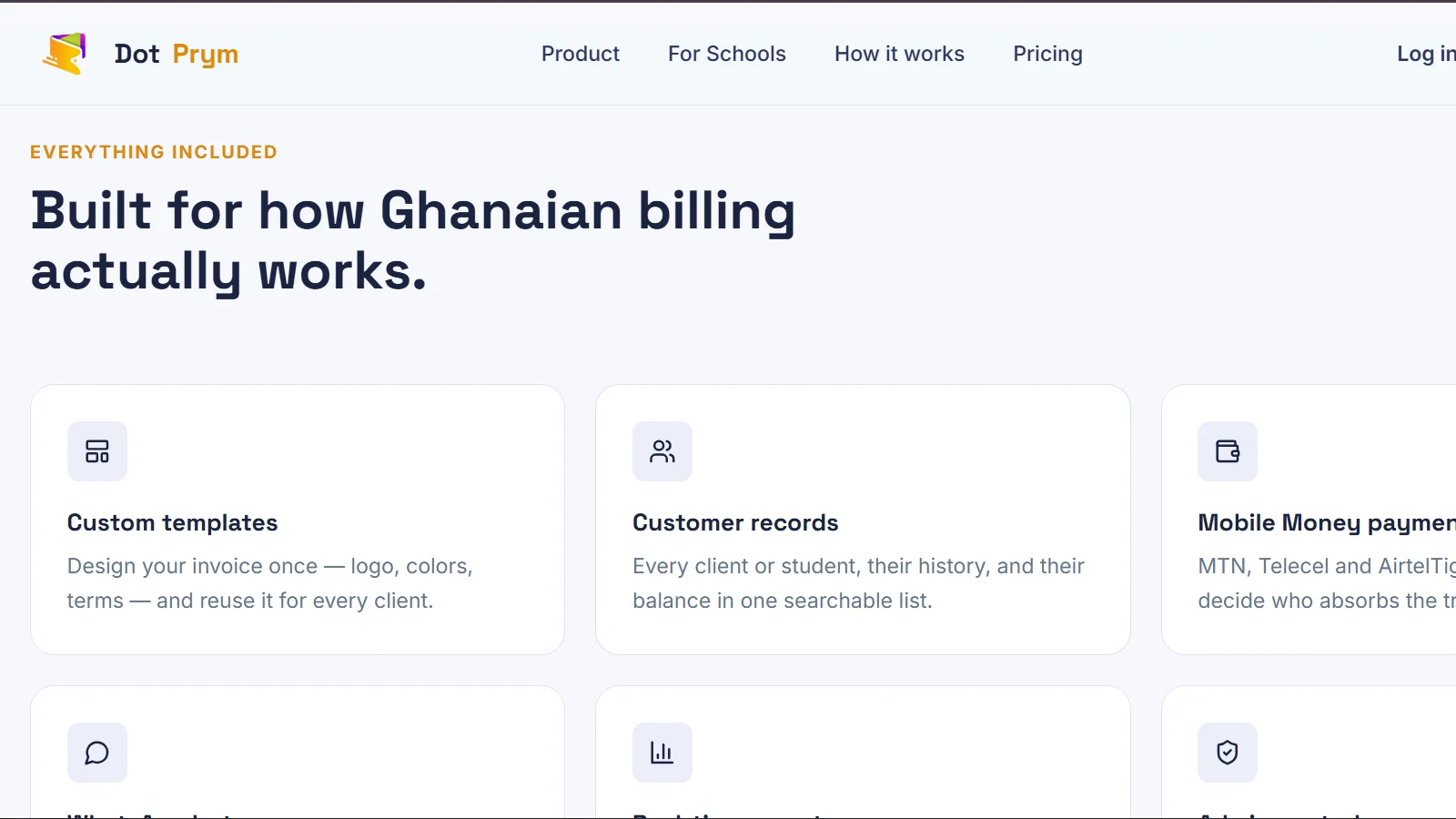 Everything included: templates, customer records, Mobile Money, WhatsApp